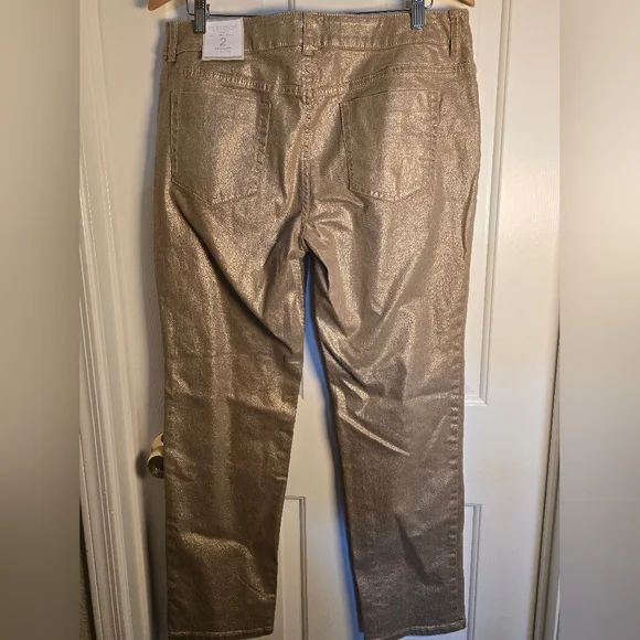 Chico's Platnum Label Gold Shimmer Jeans - Picture 9 of 12